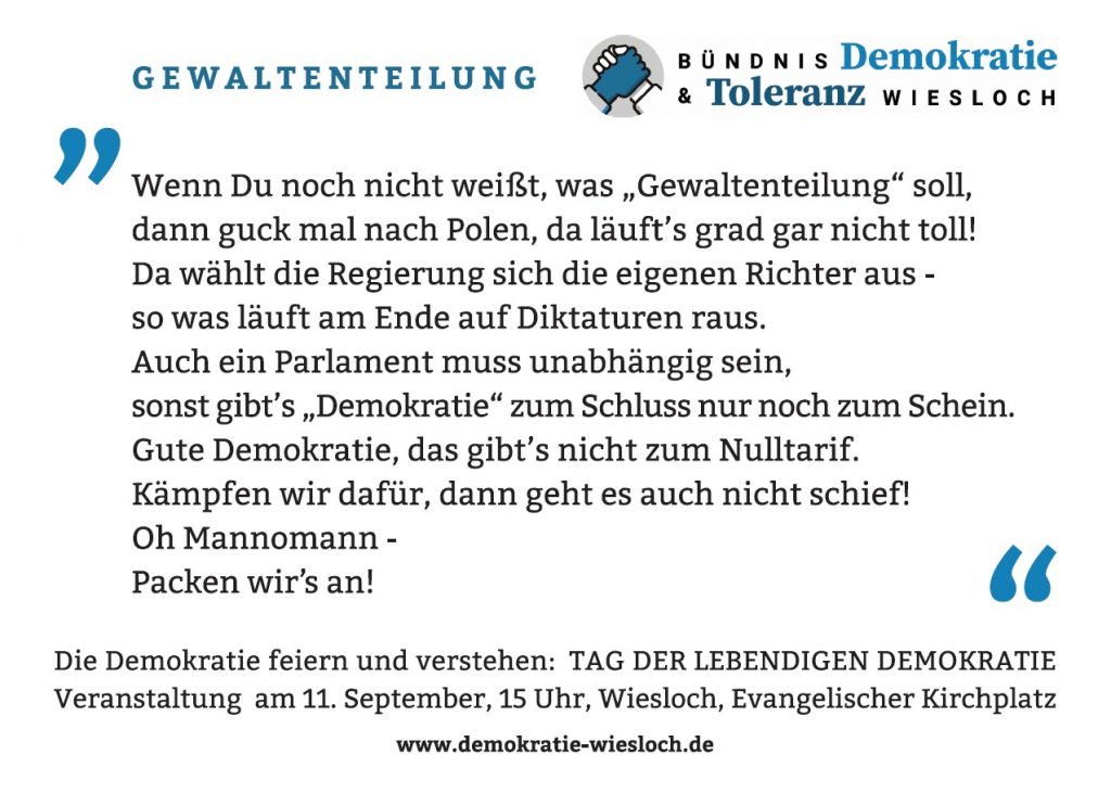 Postkarte mit einem Auszug aus einem Demokratie-Raptext