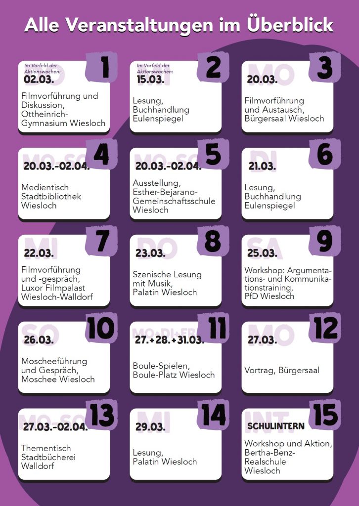 Plakat Veranstaltungen im Überblick "Internationale Wochen gegen Rassismus" 2023